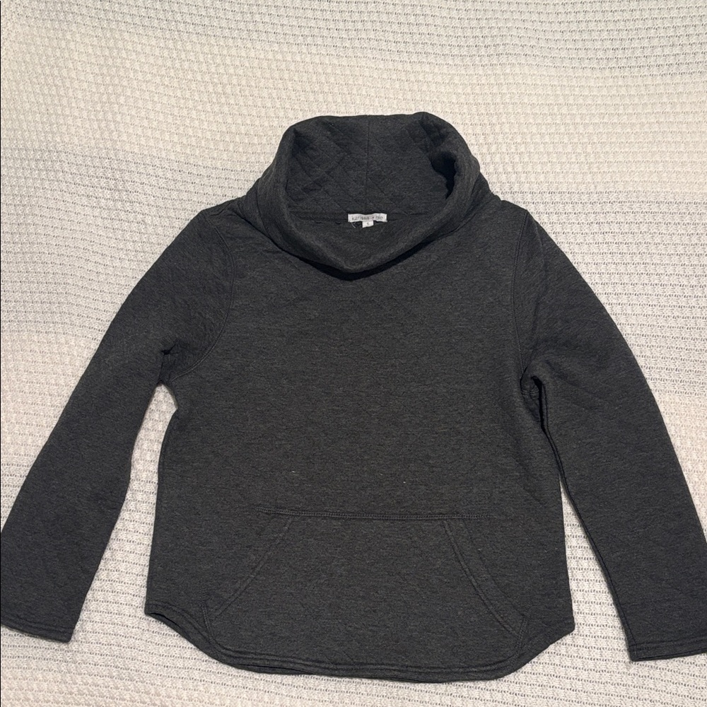 Dark Gray Light Weight Quilted Cowl Neck Sweatshirt